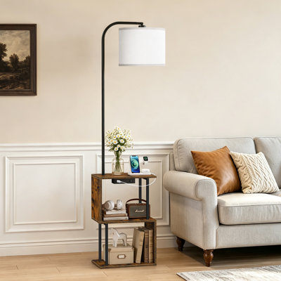 163 H cm Powder Coated Tray Table Floor Lamp