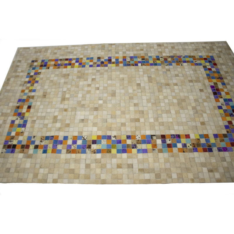 Performance Cowhide Geometric Indoor Rug, Rectangle 4' x 6'