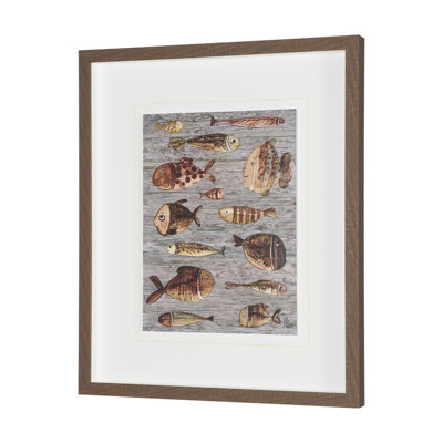 Fish Pattern II by  Studio Hand-Embellished Textured Framed Artwork Matted under Glass