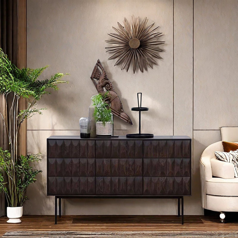 All Solid Wood Carving Accent Cabinet