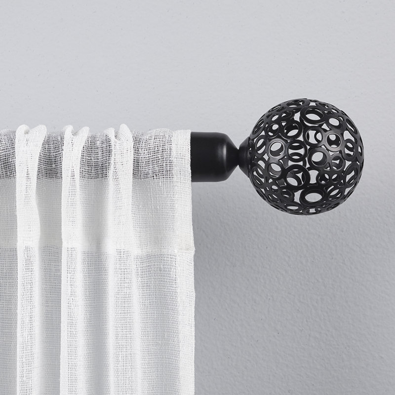  Globe Single Curtain Rod & Hardware Set, 36" - 72", Black