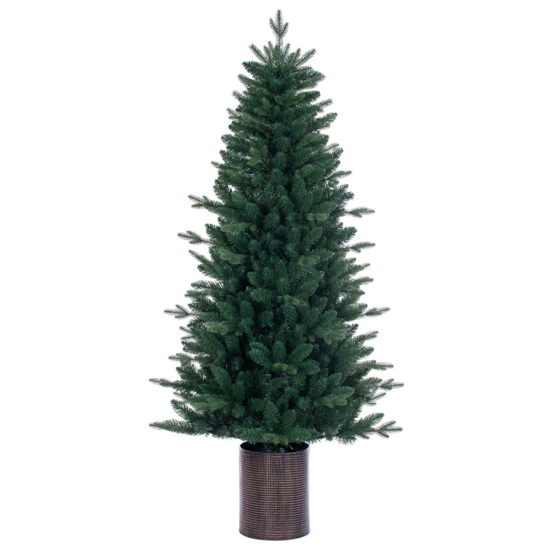 Vickerman 4.5' x 30" Potted Spruce Unlit Artificial Christmas Tree, Does Not Apply, 6.5' H, No