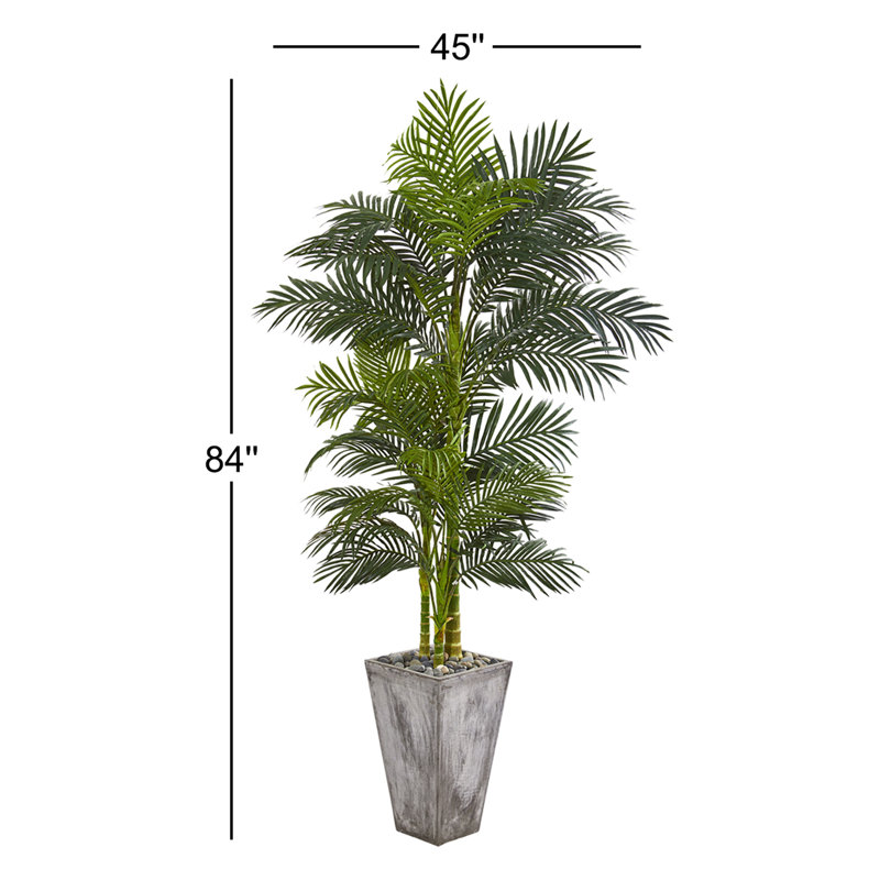 84'' Faux Palm Tree in Stone Planter