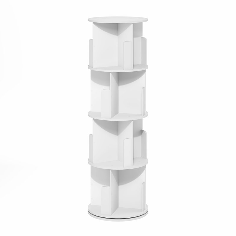 Daly 4-Tier Freestanding Rotating 360 Display Bookshelf, Bookcase, Storage Rack, White