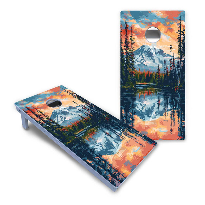 Ensemble de cornhole en composite tout-temps Mount Rainier National Park at Night, AUCUN accessoire