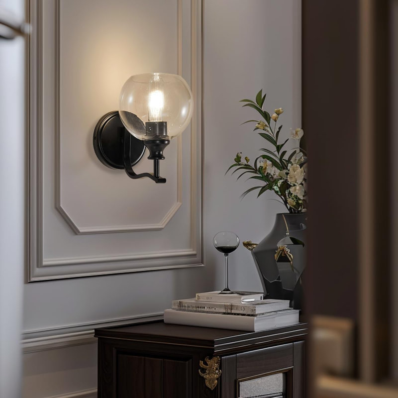 Luminaire de salle de bain Modern, Noir mat, H 8,3 po x l 9,8 po x P 9,8 po, Une lumière
