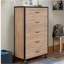 Commode 5 tiroirs en chêne clair patiné