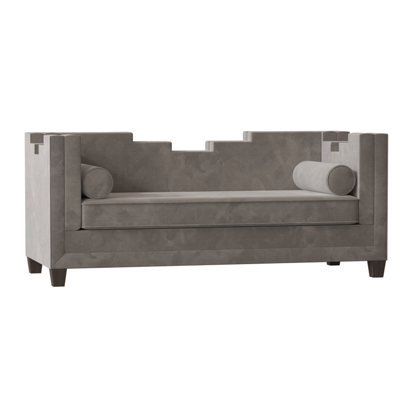 Bella Fabric 83'' Reception Sofa, Bella Granite, Antique White