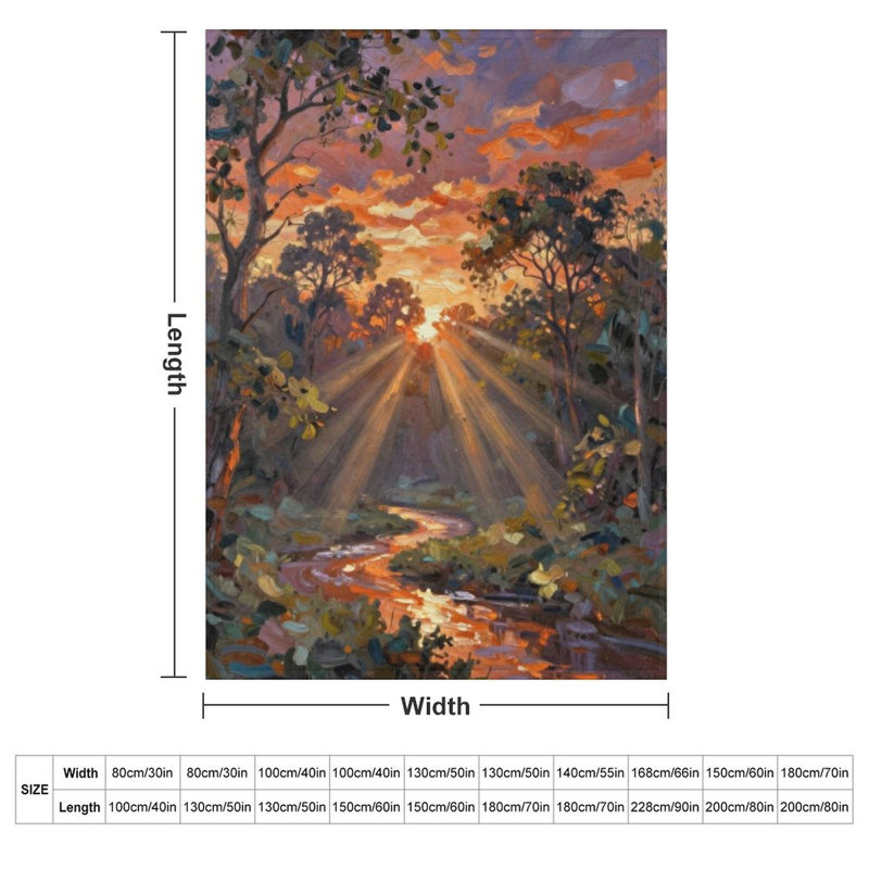 Jeté en flanelle Sunset Forest River, 30 po x 40 po