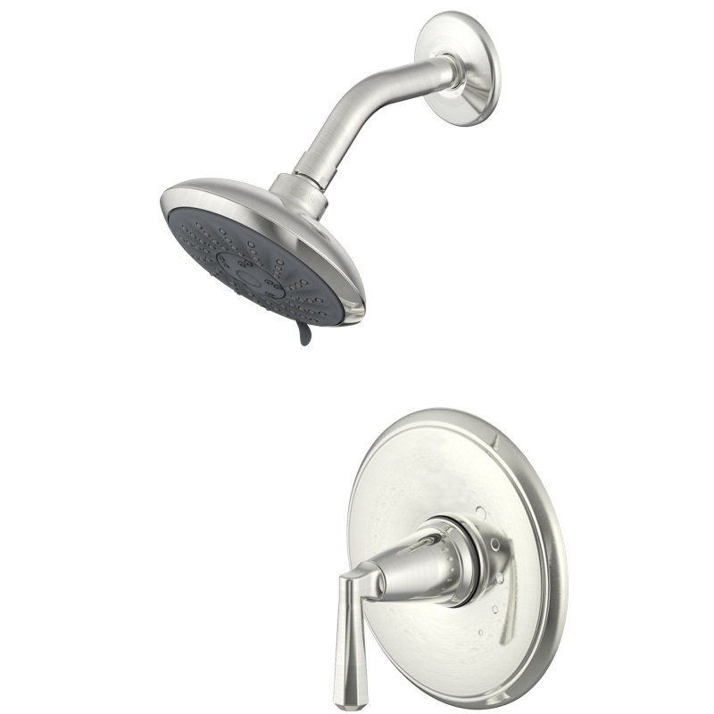 Z Collection Shower Trim Only: 5.5" Round Shower Head, Single Handle Set & Rough-in Valve Included - Brushed Nickel