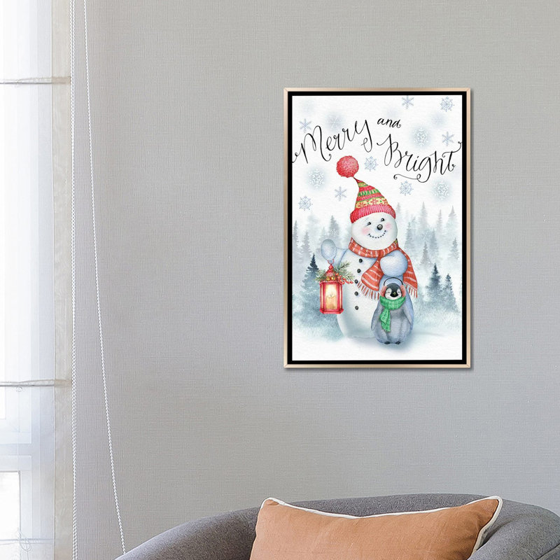 «Merry and Bright», reproduction d'art sur toile encadrée, H 26 po x l 18 po, Champagne
