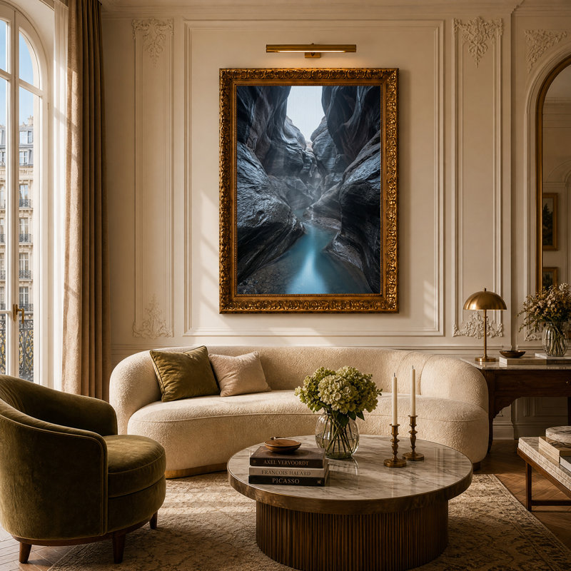 Art mural sur toile avec fente turquoise, H 24 po x l 16 po