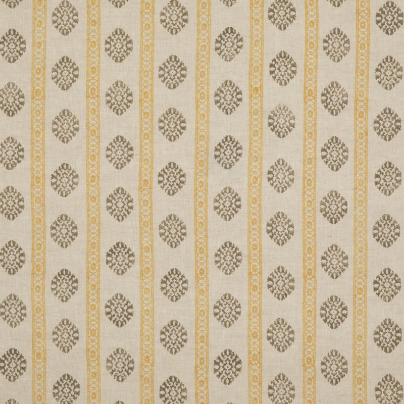 Coromandel Alma Linen Fabric, Ochre/Mole