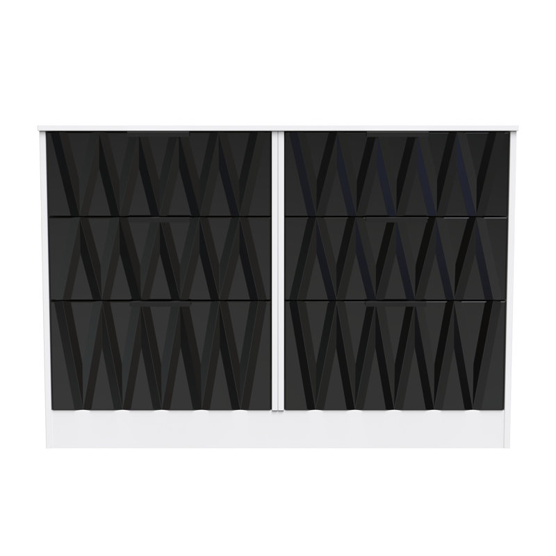 Besmir 6 Drawer Wide Chest (Ready Assembled), Deep Black/White