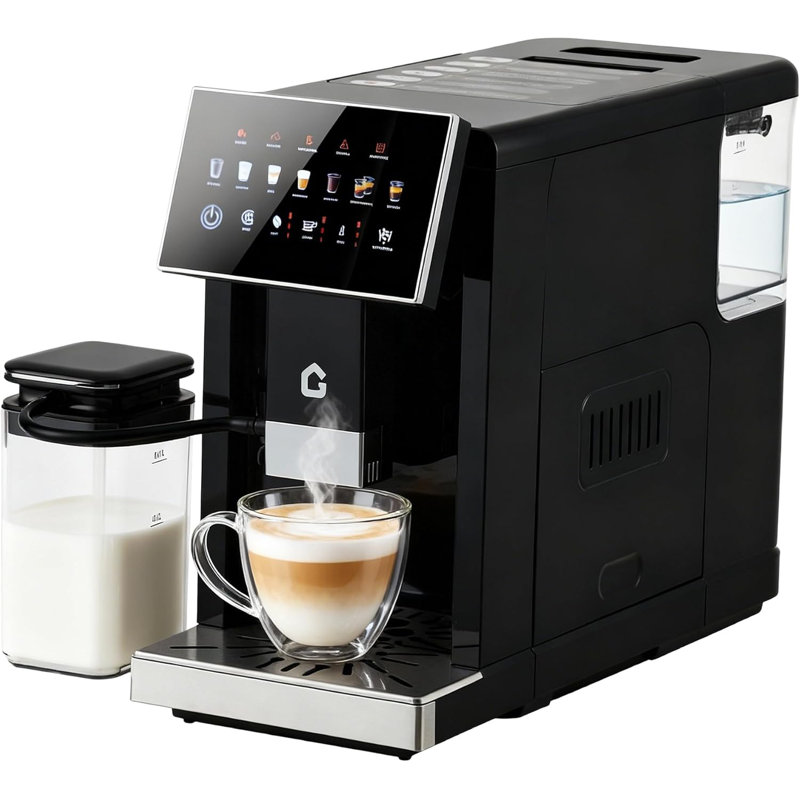 3-in-1 Espresso Machine with Built-In Grinder and Detachable Milk Frother - Adjustable Settings, Removable Components for Home Baristas