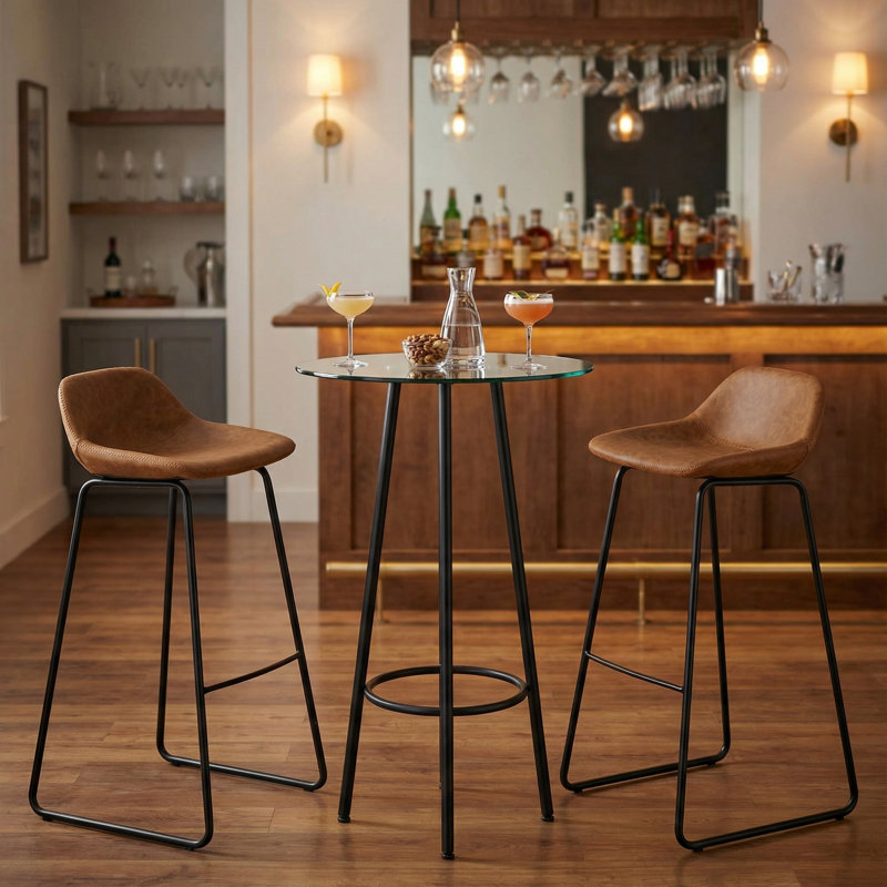 Tabouret de bar et de comptoir Maugansville, Tabouret de bar (siège d’une hauteur de 30 po), Brun selle