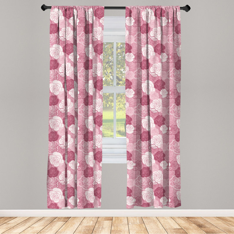 Rose Floral Semi-Sheer Rod Pocket Curtain Panels, 28" x 84"