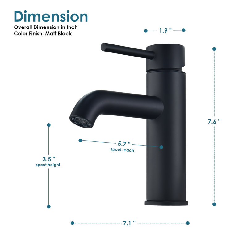 Tubize Single Hole Bathroom Faucet, Matte Black