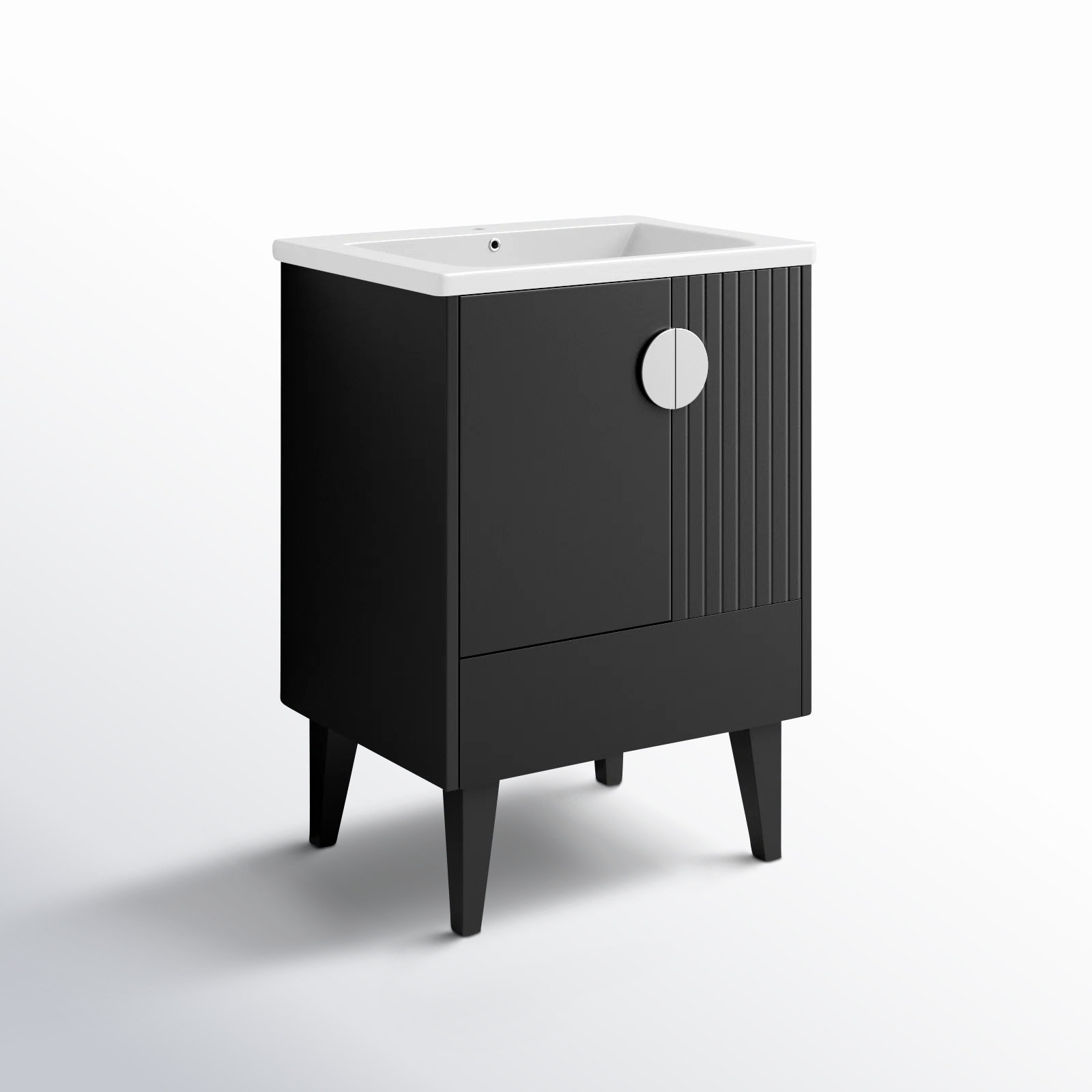 Saimah 24'' Single Bathroom Vanity, Polished Chrome, Black