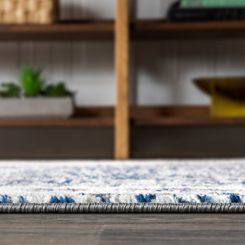 Tapis crème / bleu Latorre, Tapis de couloir 2 pi 3 po x 8 pi