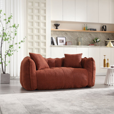 Soft Beanbag Chair With High Resilience Foam Core, Square Recliner Sofa, Love Seat, Living Room Couch