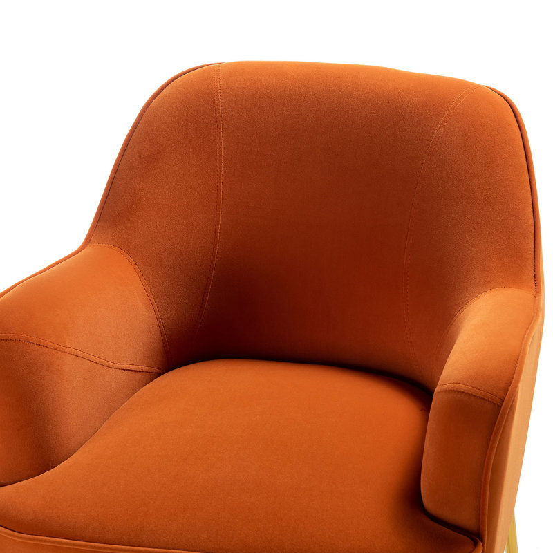 Cleo 26" Wide Contemporary Chair with Recessed Arms, Orange