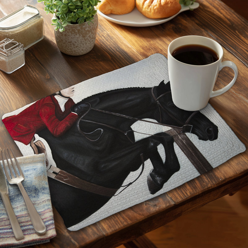 Riding Competition Black Braided Polyester Placemat | Home Decor