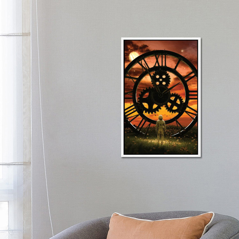 Time by Nicebleed - Print on Canvas, 66.04cm H x 45.72cm W x 3.81cm D, White Framed