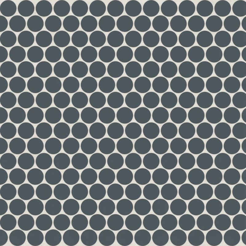 Marin 3/4" x 3/4" Penny Round Matte Porcelain Mosaic Tile, Midnight Tide