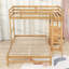 Lit simple superposé au dessus d'un lit double avec bureau intégré et tiroirs de rangement-153998317