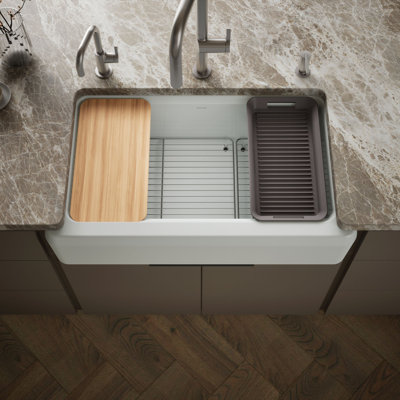 Riverby 35-3/4" undermount single-bowl farmhouse workstation kitchen sink