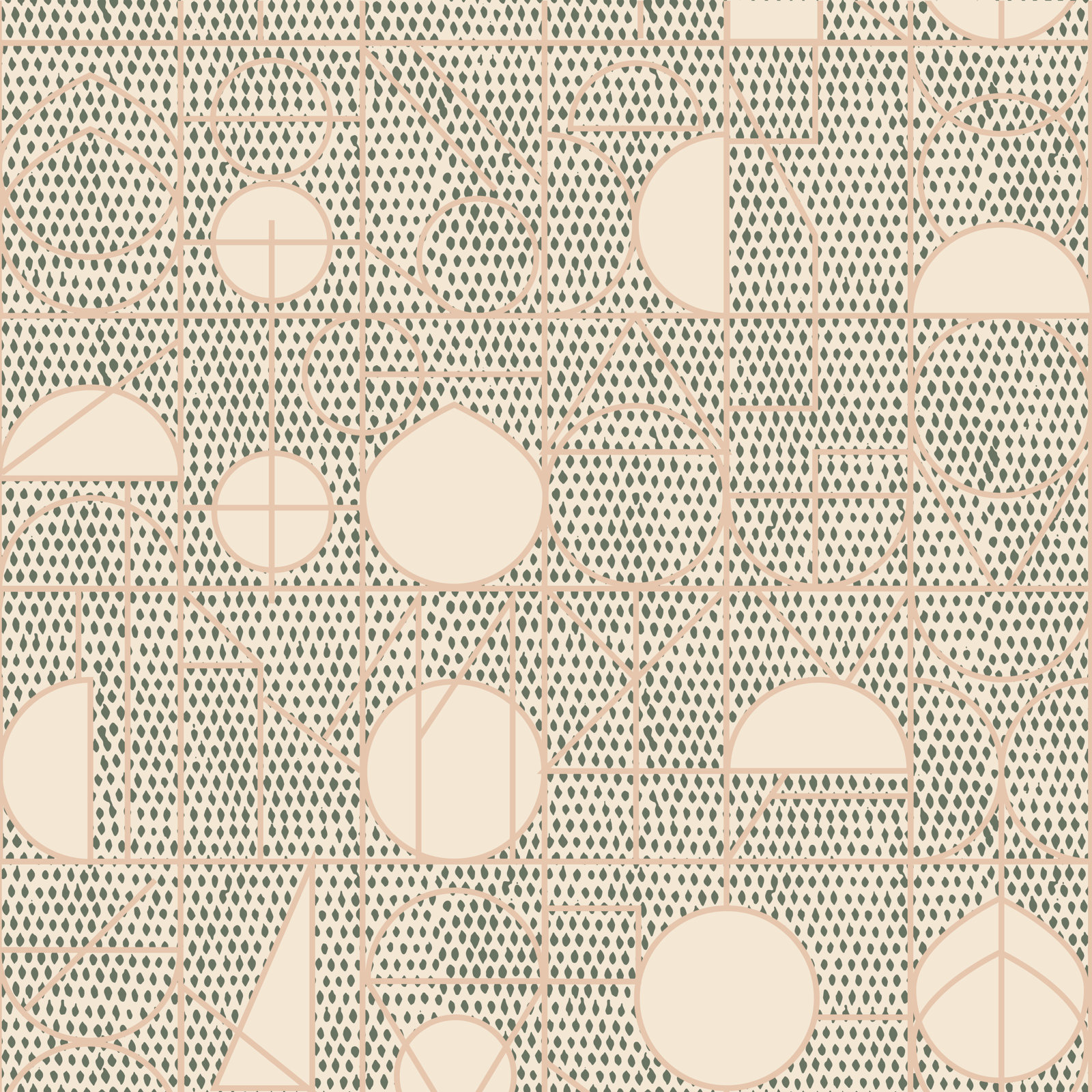 Geometric Peel & Stick Wallpaper Roll, Olive Peach