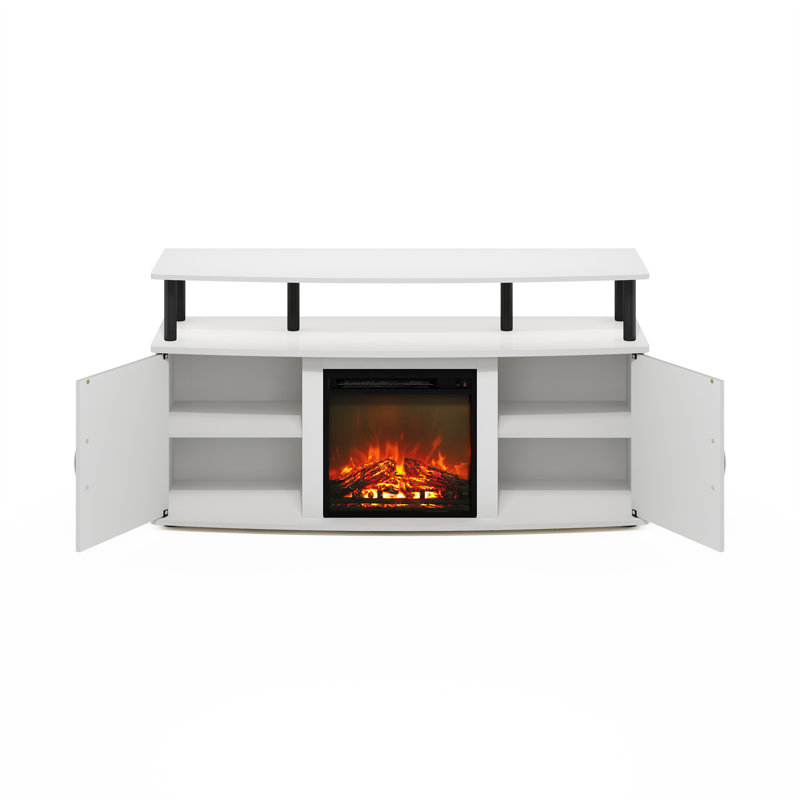 Beitske TV Stand for TVs up to 55" with Fireplace Included, Solid White