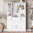 51.1'' Entryway Bench With Integrated Shoe Cabinet , 3-In-1 Design And Mirrored Cabinet Door, Hall Tree With 4 Sturdy Hooks And Foldable Seat For Entrance, Living Room