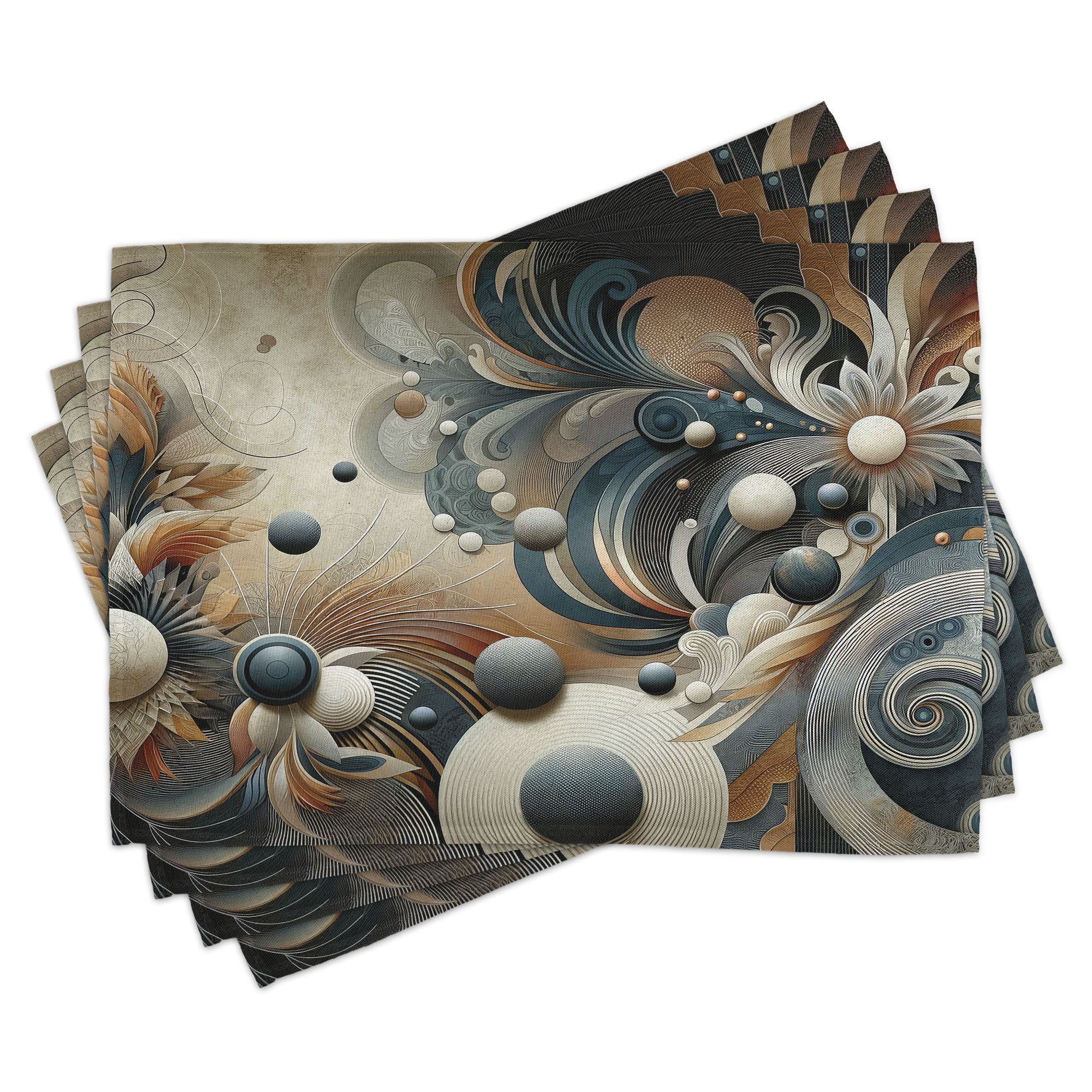 Ambesonne Abstract Place Mats Set of 4 Surreal Swirling Posh Art ...