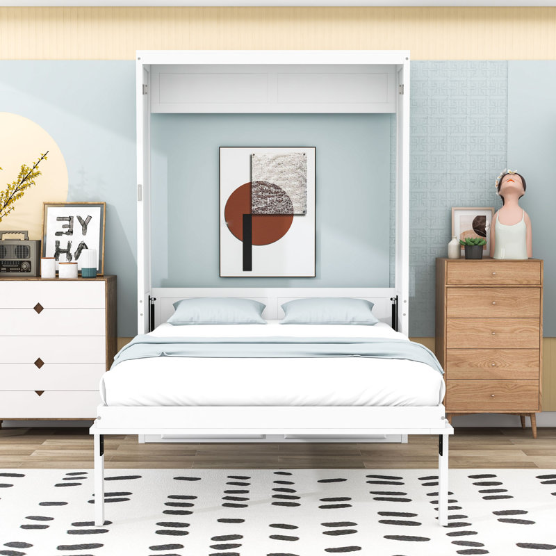 Full-Size Murphy Bed with Storage Drawers and Slats,Headboard
