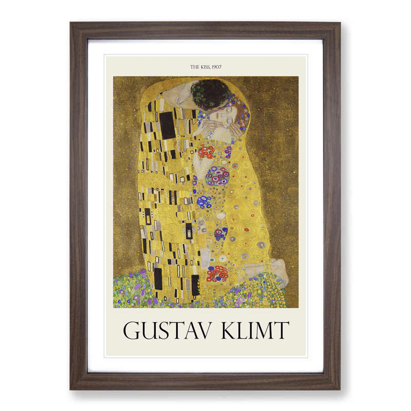 The Kiss Vol.2 by Gustav Klimt - Framed Print, 65cm H x 48cm W x 2cm D, Walnut Framed