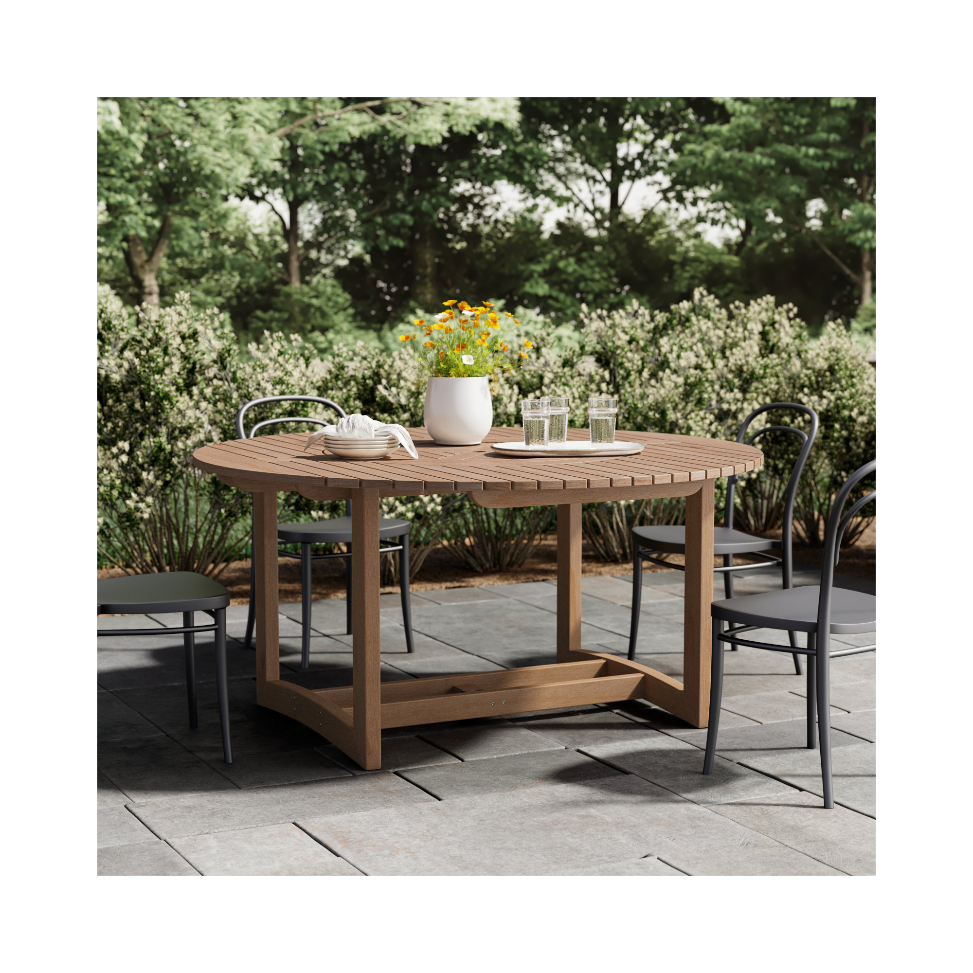 Fleur Wooden Dining Table, Antique Wash