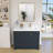 42 Inch Solid Surface Bathroom Vanity Top with Right SIde Integrated Sink, Bright White 2" Thick Modern Countertop, 1.38" Rear Backsplash, Smooth Edge Design, Waterproof & Easy Install