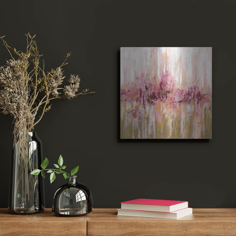 «Pink Reflections» par Silvia Vassileva, art mural en métal, H 12 po x l 12 po