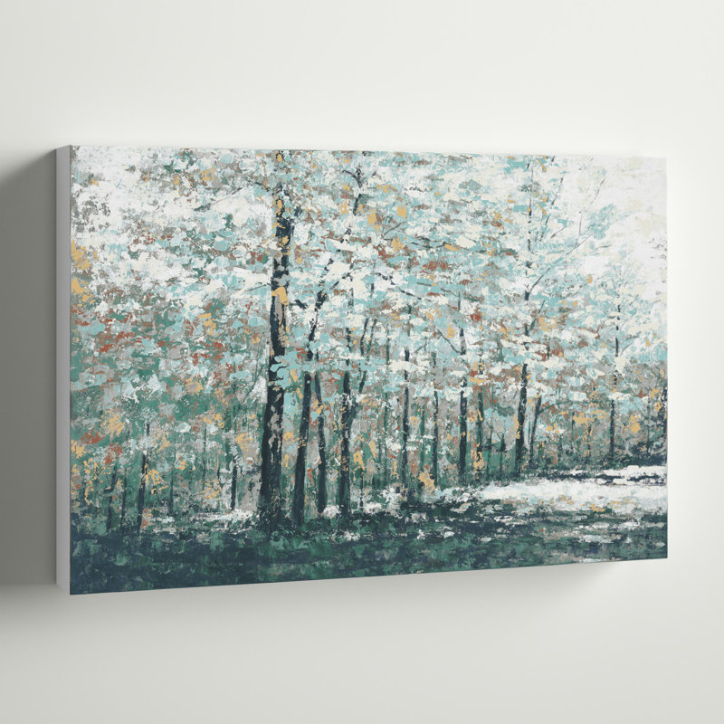 Blue Treeline - peinture sur toile tendue, H 8 po x l 12 po, Impression sans cadre, Sans cadre