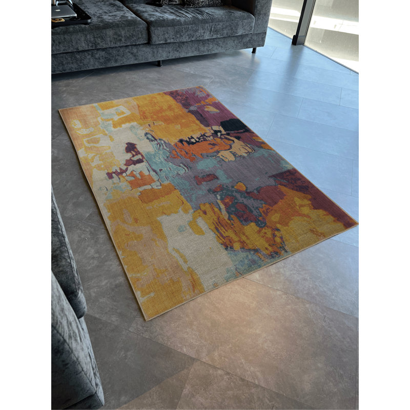 Multi-Colored Abstract Patterned Creative Modern Decorative Rug, Rectangle 3'9.81" x 6'6.74"