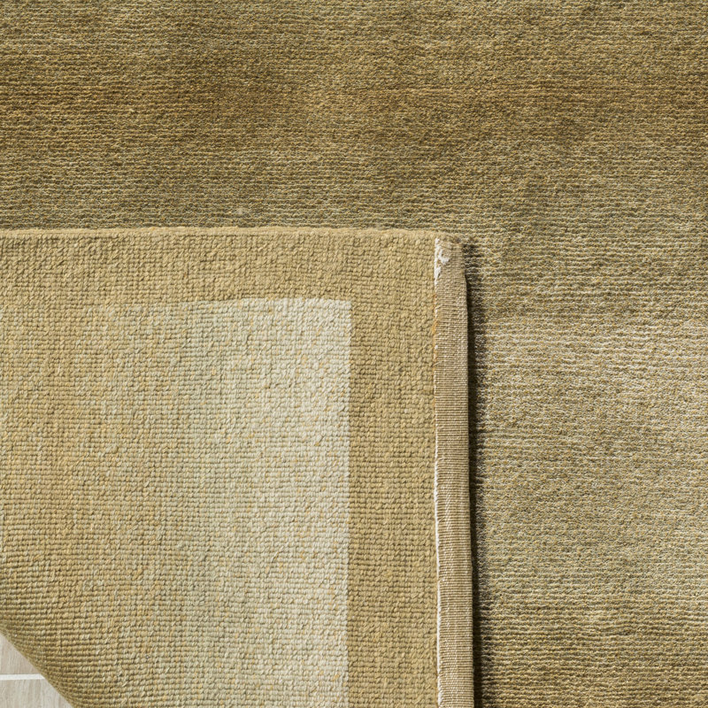 Hand-Knotted Geometric Wool and Silk 8' x 10' Rug