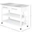 Chariot utilitaire pour la cuisine, surface de travail en acier inoxydable et décor rustique, gris, îlot de cuisine à 3 tablettes avec portabilité, surface en pin blanc, rangement peu encombrant