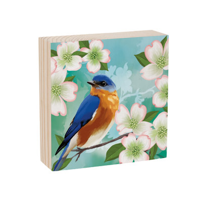 What She Shed Table Decor Wood Plock Blue Bird, 6"