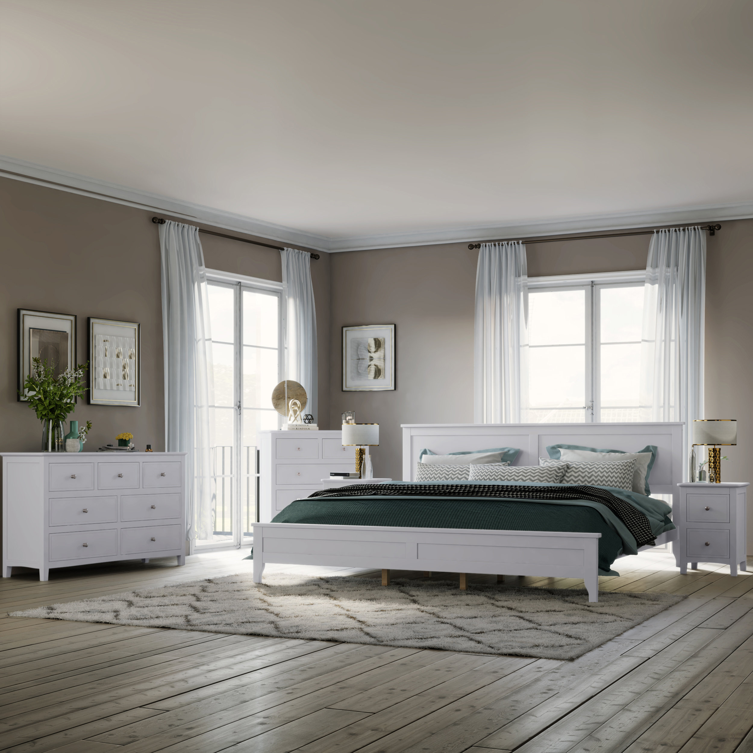 Red Barrel Studio Solid Wood Bedroom Sets 5 Pieces ( Queen/King/Full