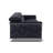 Black Genuine Leather Sofa with Adjustable Headrests-841366766