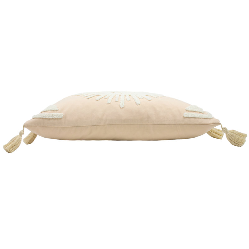 Ashram Geometric Rectangular Lumbar Cushion, Blush/Whie, Feather