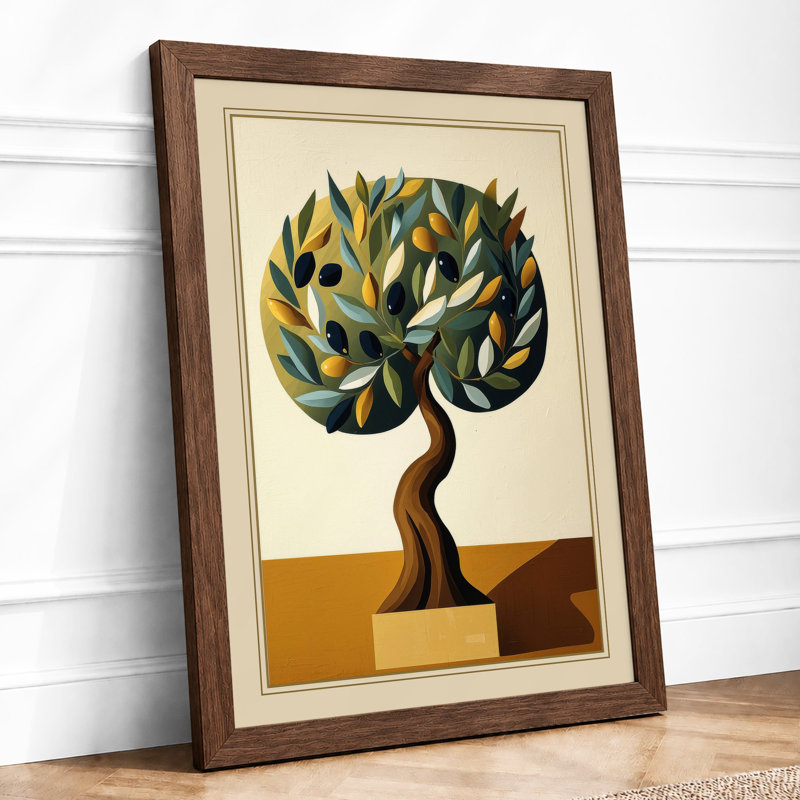 Geometric Tree Study Modern - Framed Print, A1 - 84.1 x 59.4 cm, Walnut