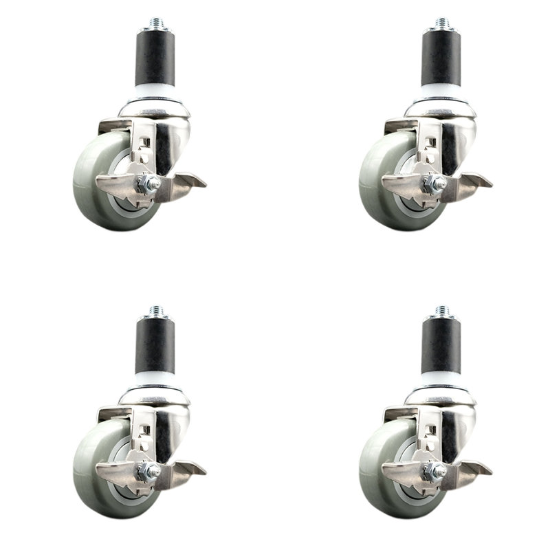 Roulettes pivotantes en poly, gris